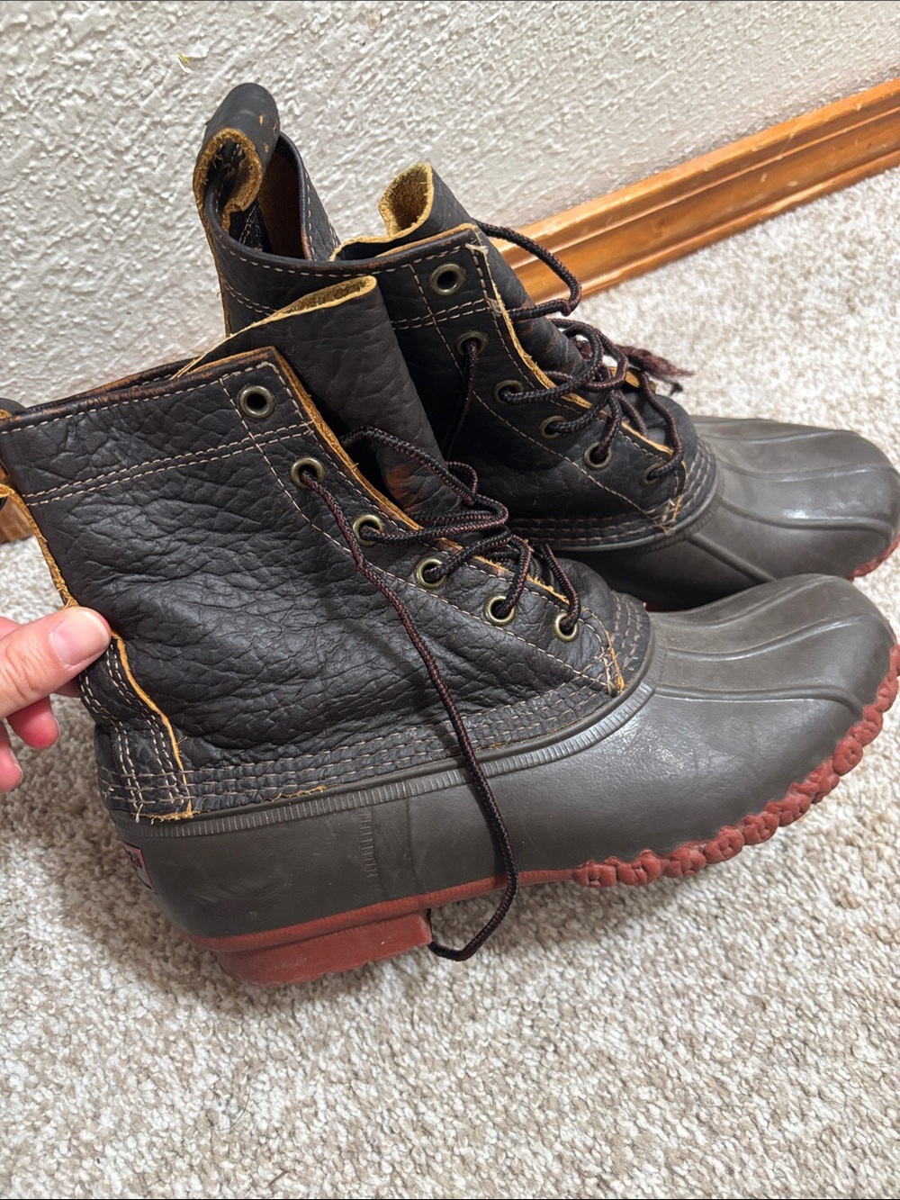 LL Bean Duck Boots Waterproof Brown Lace-Up Rain & Snow Boots